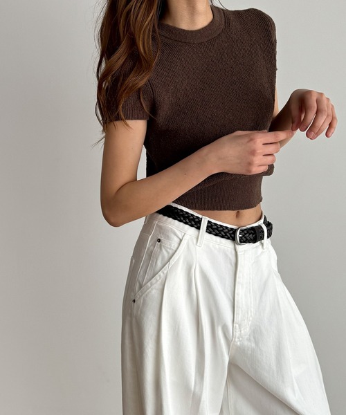 「CANAL JEAN」 「El mar」半袖ニット ONE SIZE ホワイト レディース_画像2