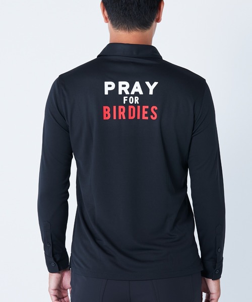 G/FOREポロシャツ 黒 PRAY FOR BIRDIES