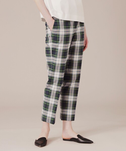 34 割引グリーン レッド系その他3 38 レディース Mサイズ相当 40 レディース Lサイズ相当 正規逆輸入品 パンツ コットンブリティッシュ チェックテーパードパンツ ボトムス パンツ レディースファッション ファッショングリーンレッド系その他338 レディース