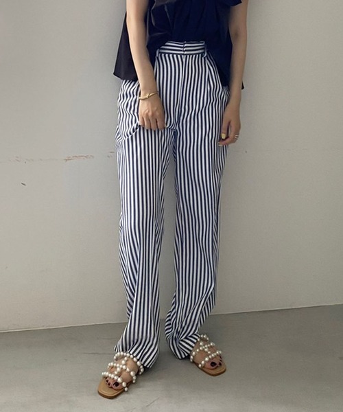 ameri パンツ（Ameri パンツ STRIPE SLIM STRAIGHT PANTS レディース  