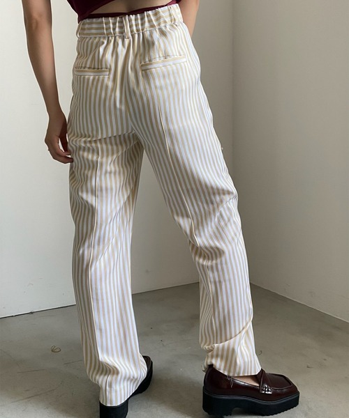 Ameri パンツ STRIPE SLIM STRAIGHT PANTS レディース
