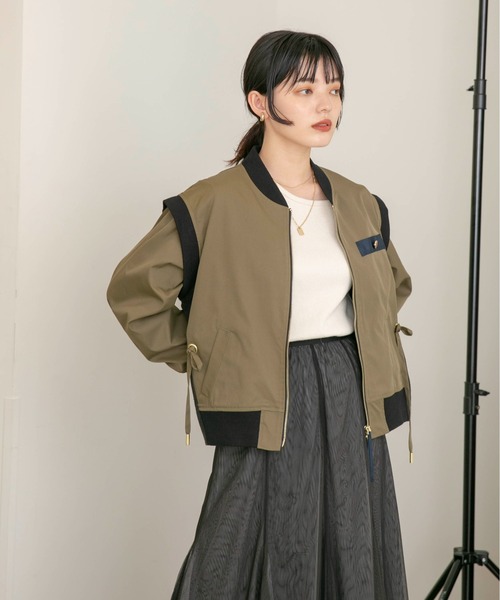 Eimee Law ジャケット ブルゾン バックフリルミリタリーベストブルゾン 