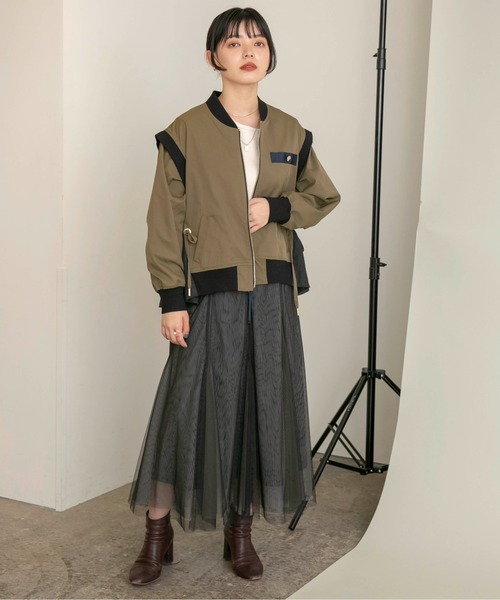 【数量は多】 Eimee Law ジャケット ブルゾン バックフリルミリタリーベスト ジャケット・アウター