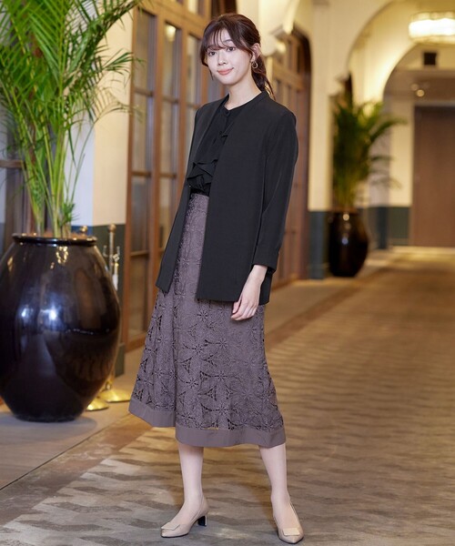 miss ashitaa ノーカラージャケット ダークネイビー miss ashitaa ノーカラージャケット ダークネイビー