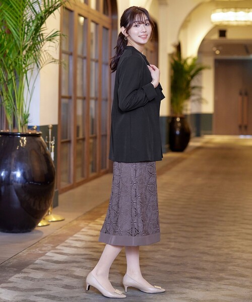 Tiaclasse ジャケット ノーカラージャケット カラーレスロング