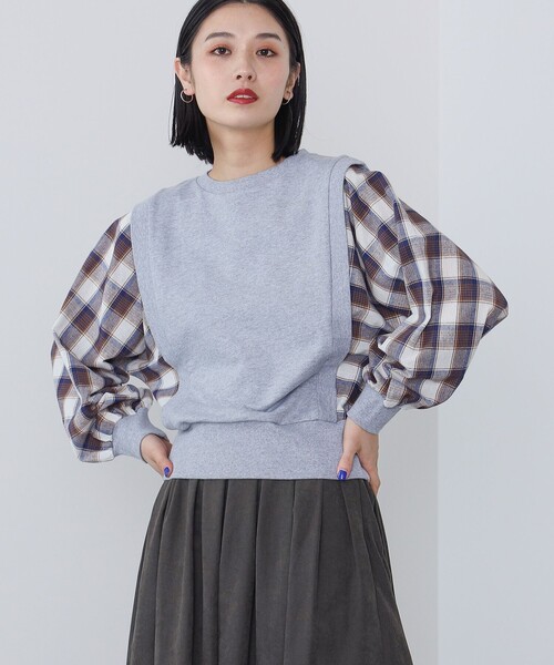 BEAMS HEART tシャツ Tシャツ ふんわり袖 異素材プルオーバー 