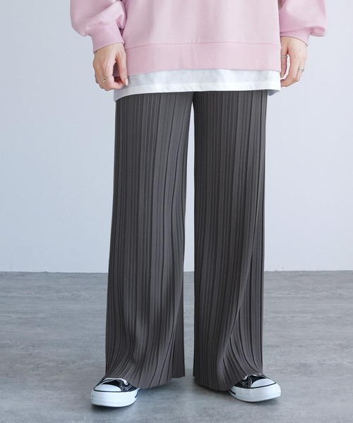 reca(レカ) パンツ 迷わず着れる!大人のセミワイドプリーツパンツ reca(レカ) パンツ 迷わず着れる!大人のセミワイドプリーツパンツ