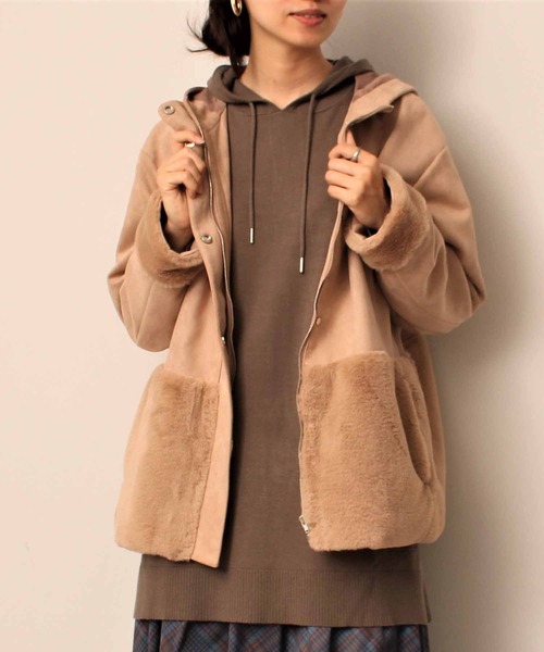 leswel コート アウター 「L〜5L 大きいサイズ」スエード調 ダンボール
