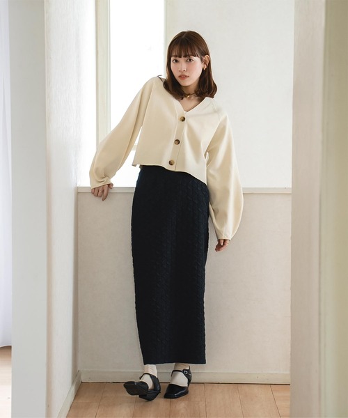 titivate カーディガン Vネッククロップドニットカーディガン