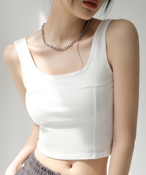 ショートタンクトップ　Ｌ ワンフォークロージング 1111clothing ◇STARTER ロゴテープ