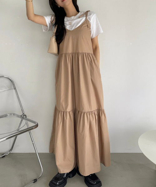 Ada. ワンピース ショルダーリボン ティアード キャミワンピース