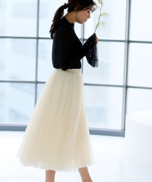 DAY CLOSET スカート ふんわりシフォンのシアーチュールスカート