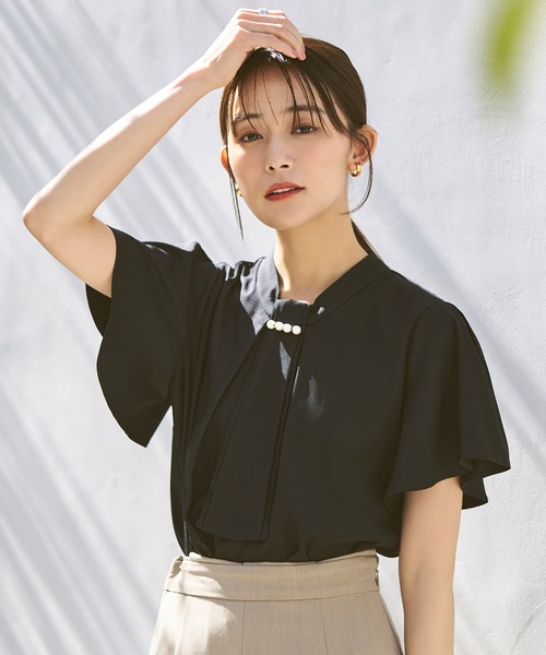ルイルエブティック RUIRUE BOUTIQUE 【洗える】サイドボウタイブラウス （ブラック） ルイルエブティック RUIRUE BOUTIQUE 洗える ｜ サイド ボウタイ