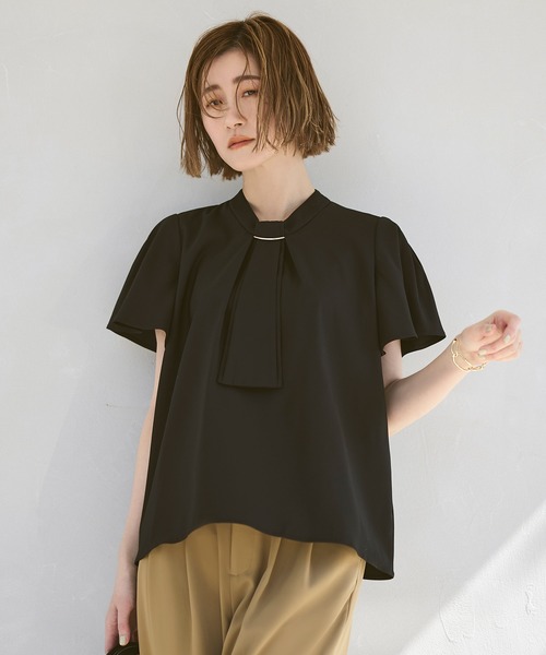 louren soft tie blouse black ノースリーブブラウス louren soft tie blouse black ノースリーブブラウスの通販 by raku