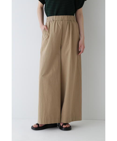 human woman パンツ 綿麻ウェザー近江晒ワイドパンツ レディース