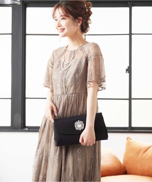Dorry Doll」 半袖ワンピース M グレイッシュベージュ レディース 