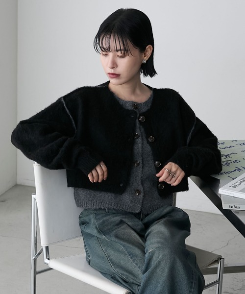 ▪️美品 フォクシー レース切替 ニット カーディガン コットン混 ブラック カーディガン – FOXEY 公式オンラインブティック