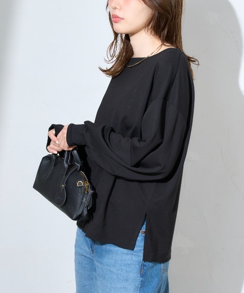 TRIANGLE PALETTE tシャツ ボートネック ポンチ長袖プルオーバー