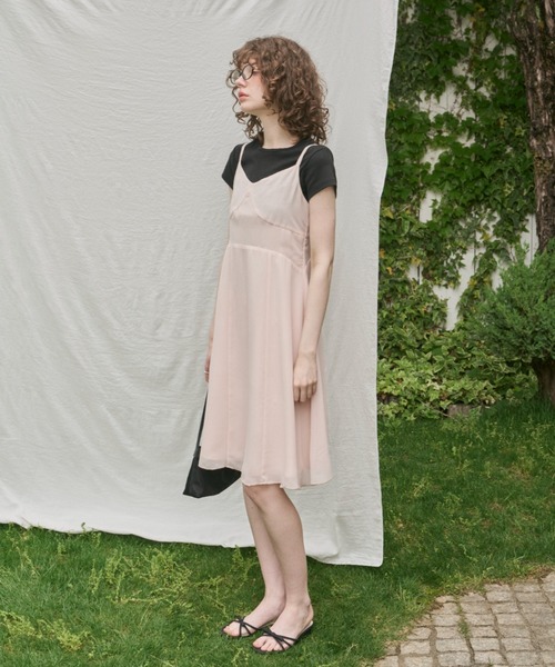 GIUNON ワンピース chiffon switching midi dress / シフォン