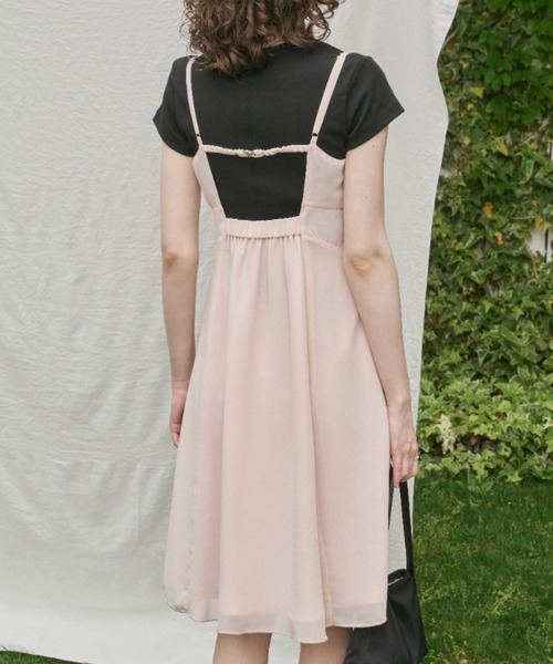 GIUNON ワンピース chiffon switching midi dress / シフォン