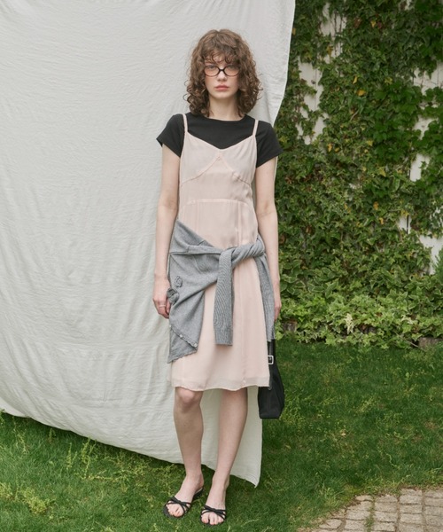 GIUNON シフォンスイッチングミディドレス GIUNON ワンピース chiffon switching midi dress / シフォン