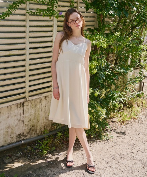 chiffon switching midi dress / シフォンスイッチングミディ