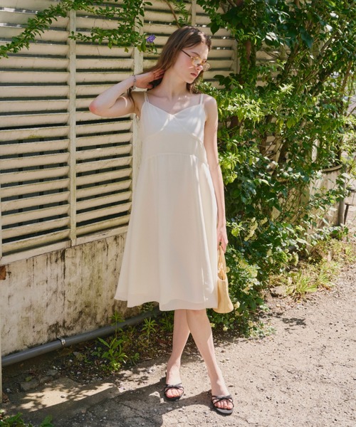 GIUNON ワンピース chiffon switching midi dress / シフォン