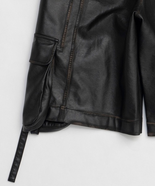 s*r様 ハロルズギア ブラックレザーカーゴショートパンツ PRANK PROJECT カーゴパンツ レザーカーゴショーツ / Leather