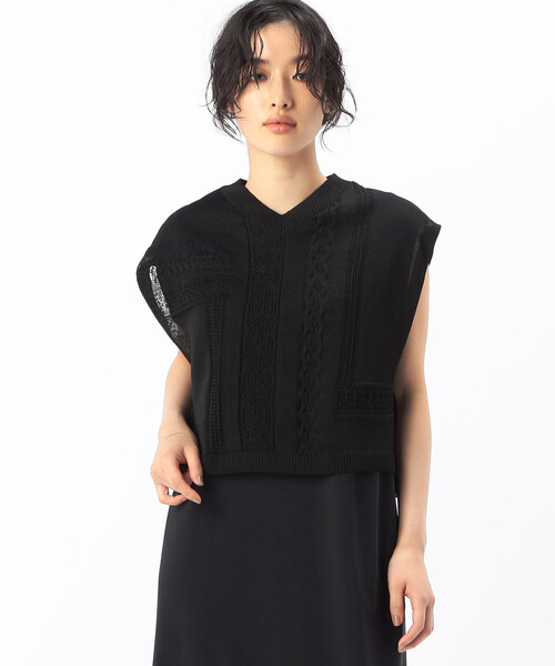 ベスト ジレ シアーレース編み ベスト レディース