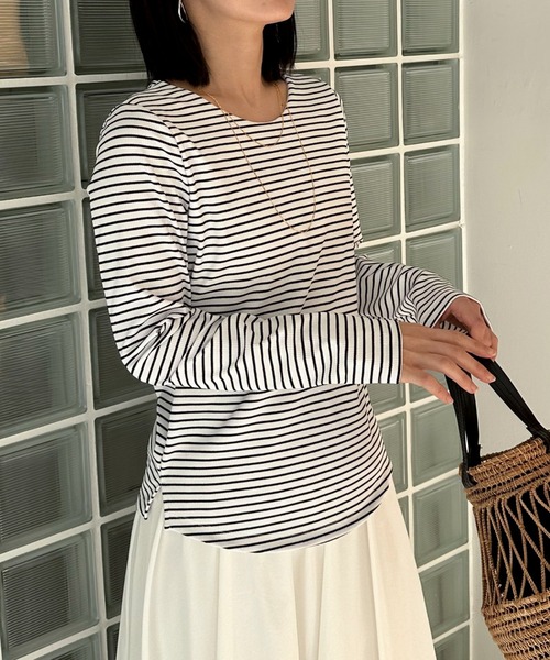 DOUX ARCHIVES tシャツ フロントダブルボーダーカットソー レディース