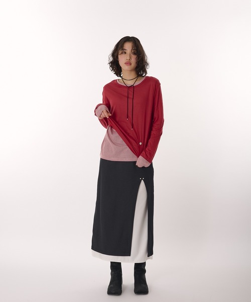 tシャツ 「SET ITEM / セットアイテム」sheer long t-shirt / シアーロンTセット レディース MUHET tシャツ 「SET ITEM / セットアイテム」sheer long t
