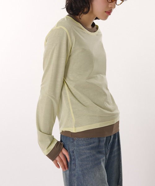 tシャツ 「SET ITEM / セットアイテム」sheer long t-shirt / シアーロンTセット レディース MUHET tシャツ 「SET ITEM / セットアイテム」sheer long t