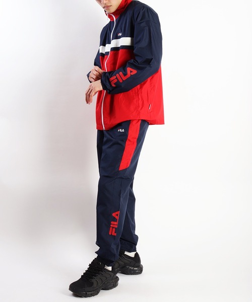 FILA セットアップ　Mサイズ ベージュ/ネイビー FILA（フィラ） セットアップ 裏メッシュ デュスポ生地 切替ウインド