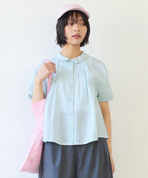 最大10%OFFクーポン bulle de savon ブラウス シャツ コットン/シルク ローン タック トップス