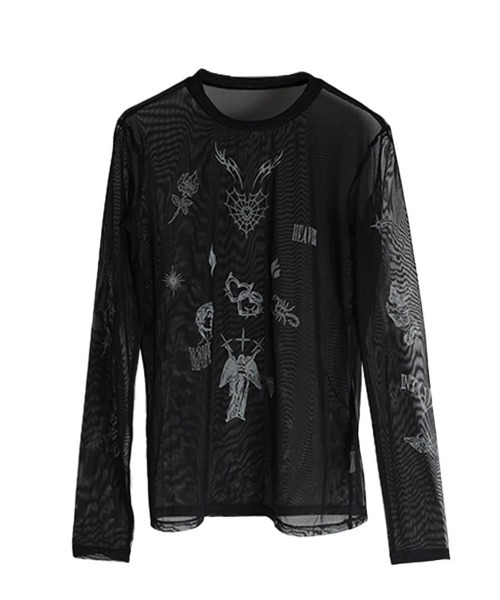 ART PRINT SHEER TOPS レディース