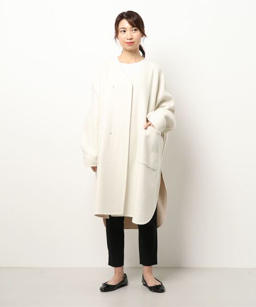 ELENDEEK 美品クールネックノーカラーコート　着用3回 ELENDEEK 美品クールネックノーカラーコート 着用3回 レディース