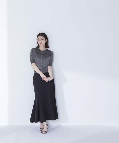 NATURAL BEAUTY BASIC カーディガン ハーフスリーブラメ