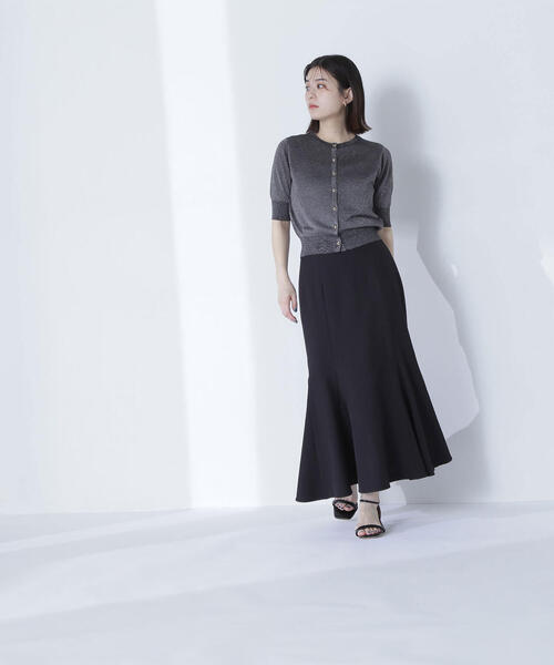 ハーフスリーブラメカーディガン NATURAL BEAUTY BASIC カーディガン ハーフスリーブラメ
