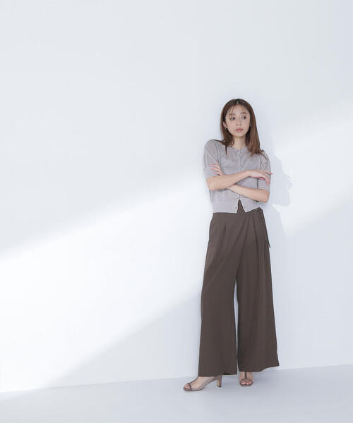 カーディガン ハーフスリーブラメカーディガン レディース NATURAL BEAUTY BASIC カーディガン ハーフスリーブラメ