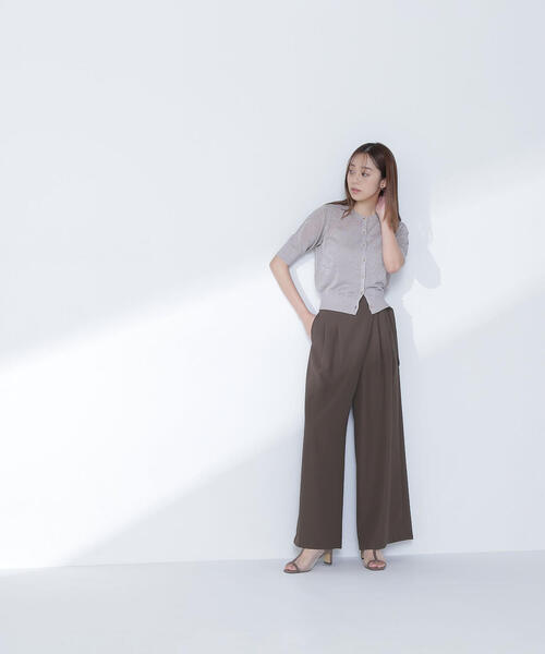 ハーフスリーブラメカーディガン NATURAL BEAUTY BASIC カーディガン ハーフスリーブラメ