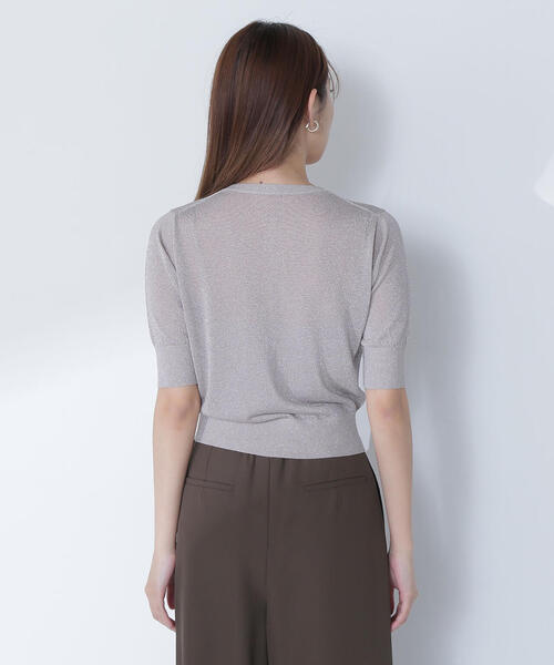NATURAL BEAUTY BASIC カーディガン ハーフスリーブラメ