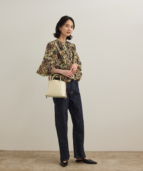 ROPE' ブラウス シャツ 「洗える」フェイディドフラワープリント