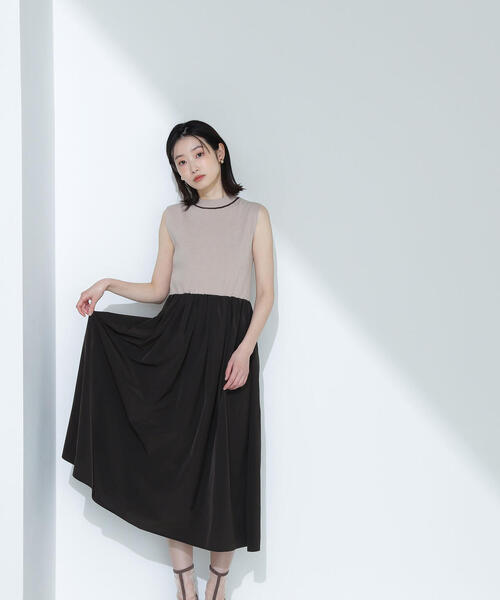 定価22000円◆新品タグ付き◆ヤマダヤ◆タフタ×ニットドッキングワンピース NATURAL BEAUTY BASIC ワンピース タフタドッキングニット