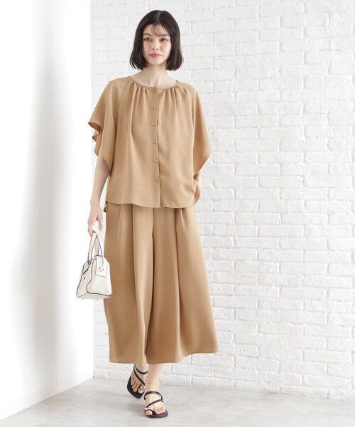 okine スラックス フレア 即日発送 THE SHOP TK パンツ フレアスカーチョ「防シワ／接触冷感／洗濯