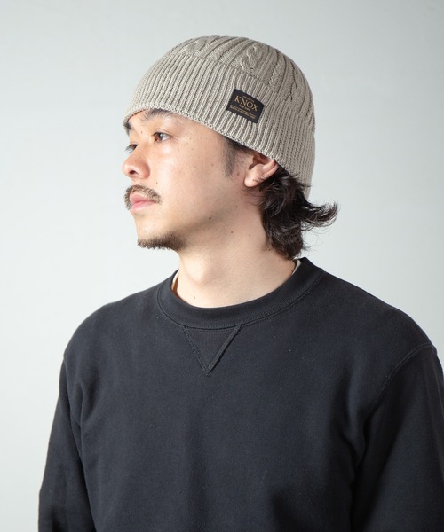 KNOX（ノックス） ニット帽 ニットキャップ メンズ ショートケーブル