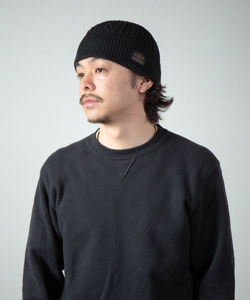 KNOX（ノックス） ニット帽 ニットキャップ メンズ ショートケーブル