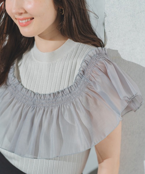 MISCH MASCH ニット セーター 2025春夏新作 肩開きラッフル