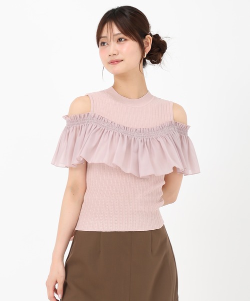 MISCH MASCH ニット セーター 2025春夏新作 肩開きラッフル