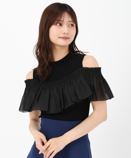 MISCH MASCH ニット セーター 2025春夏新作 肩開きラッフル