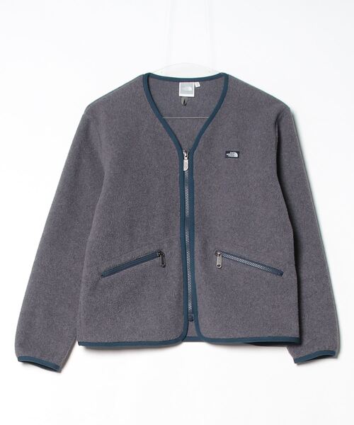 THE NORTH FACE - THE NORTH FACE(ノースフェイス) ブルゾン サイズS レディース - グレー×ダークグレー 長袖/ストライプ/ジップアップ/春/秋 THE NORTH FACE 「THE FACE」 ジップアップブルゾン S グレー